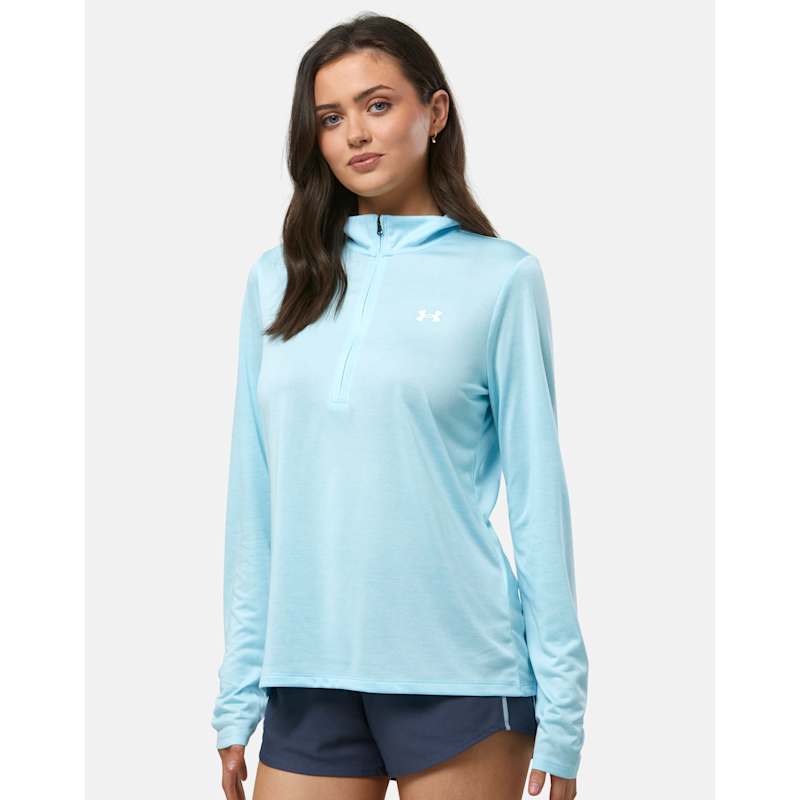 Under Armour Womens Tech Half Zip Top Blue Life Style Sports IE