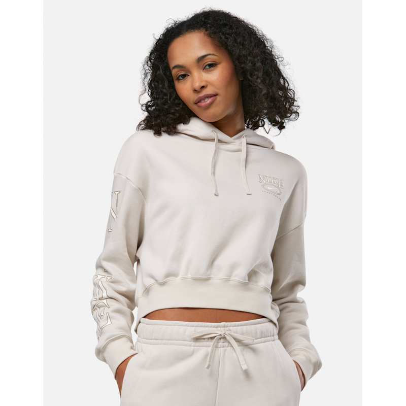 Half Zip Nike Essentials Beige Cropped High Neck Sweatshirt Nike