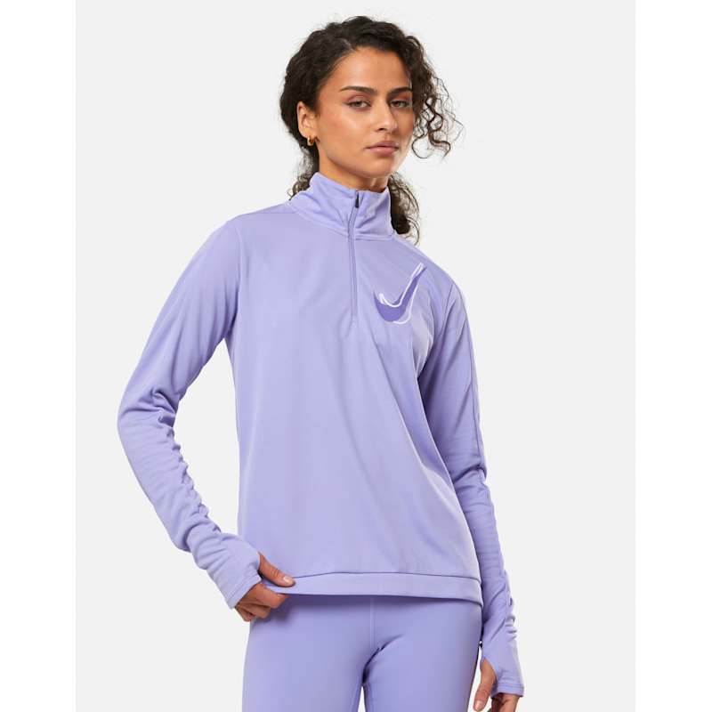 Nike Womens Swoosh Half Zip Top Purple Life Style Sports IE