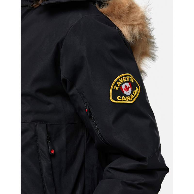 Zavetti Canada Womens Olivia Hooded Bomber Jacket WH Black